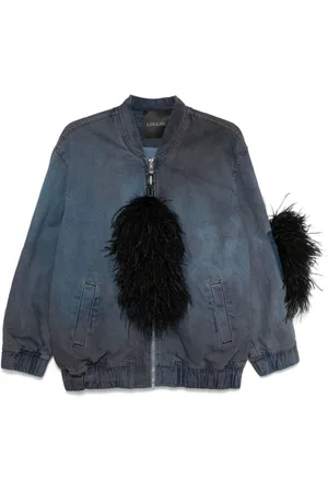 LOULOU Jeansjacke mit Federn