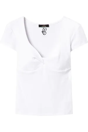 Twin-Set Geripptes T-Shirt mit Knotendetail