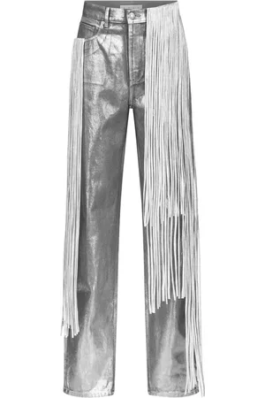 AREA Straight-Leg-Jeans mit Metallic-Fransen