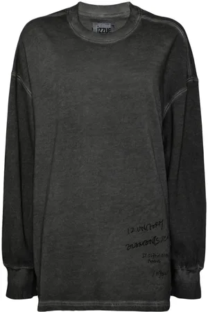 Izzue Langarmshirt mit Handschrift-Motiv