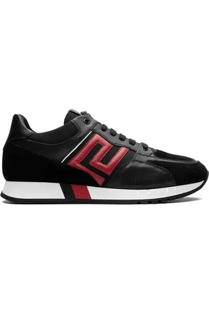 VERSACE Greek Key Contrast Black Sneakers