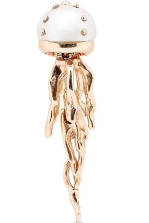 Bibi van der Velden 18kt Mini Jellyfish Rotgoldohrringe mit Perle