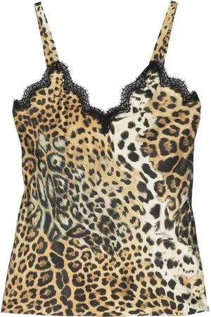 Roberto Cavalli Oberteil mit Leoparden-Print