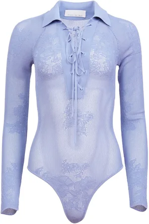 FLEUR DU MAL Body in Pointelle-Strick mit Kragen