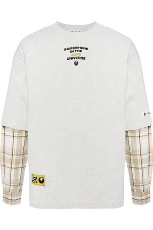 A Bathing Ape Moonface Langarmshirt mit karierten Einsätzen