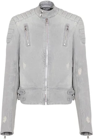 Balmain Bikerjacke im Jeans-Look