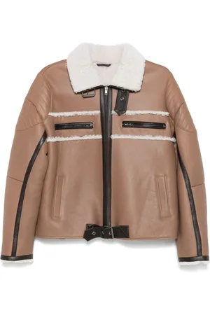 Manokhi Cropped-Lederjacke mit Shearling