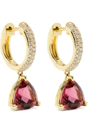 Octavia Elizabeth 18kt Crescent Coast Gelbgoldohrringe mit Diamanten und Turmalin