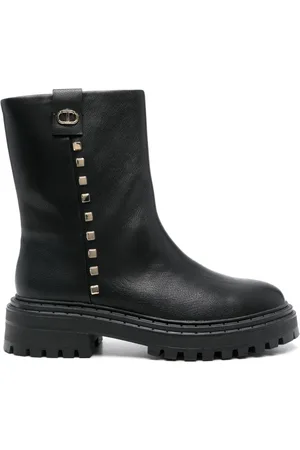 Twin-Set Bikerstiefel mit Logo-Schild