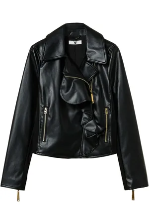 Twin-Set Gerüschte Bikerjacke aus Faux-Leder