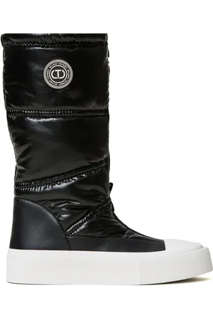 Twin-Set Wattierte Stiefel mit Logo-Applikation