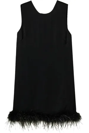 Twin-Set Minikleid in Satinoptik mit Federdetail