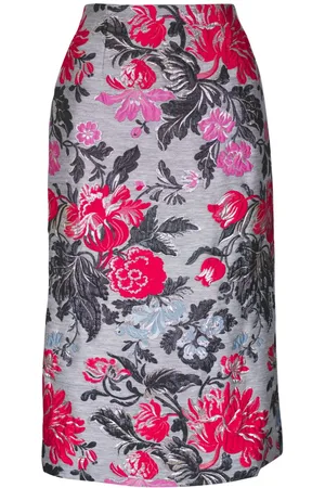 Carolina Herrera Jacquard-Midirock mit Blumenmuster