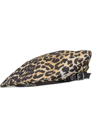 Ganni Baskenmütze mit Leoparden-Print