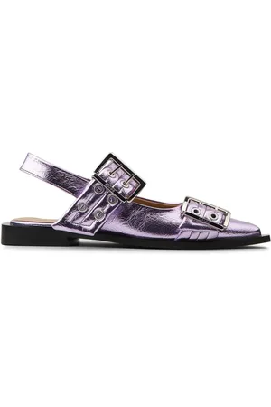 Ganni Ballerinas im Metallic-Look mit Schnallendetail