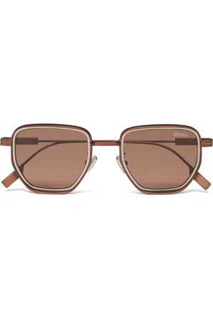 Ermenegildo Zegna Sonnenbrille mit sechseckigem Gestell