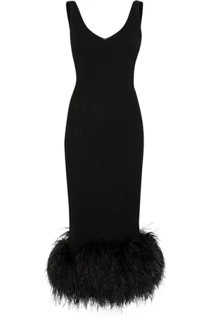 LOULOU Maxikleid mit Federbesatz