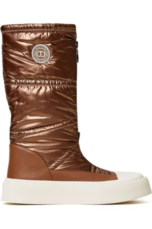 Twin-Set Wattierte Stiefel mit Logo-Applikation