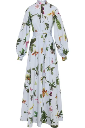 Oscar de la Renta Orchid Popeline-Kaftan