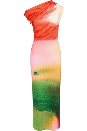 Oscar de la Renta Abstract Watercolour Kleid