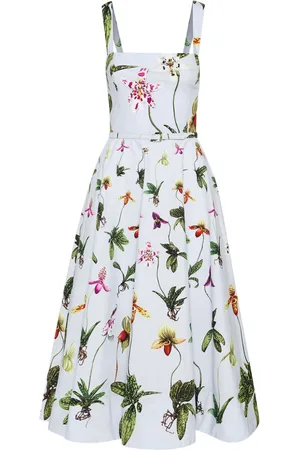 Oscar de la Renta Orchid Trägerkleid aus Popeline