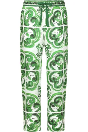 Dolce & Gabbana Leinenhose mit Majolica-Print