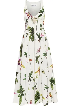 Oscar de la Renta Orchid Popeline-Kleid mit Reißverschluss