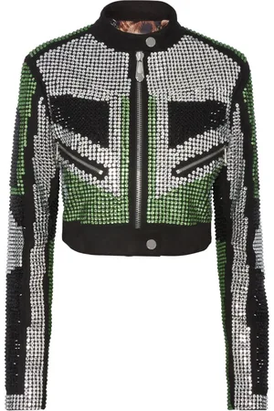 Philipp Plein Cropped-Bikerjacke mit Strass