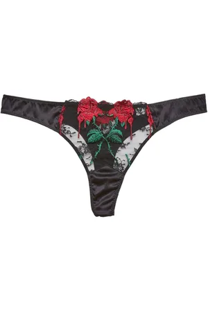FLEUR DU MAL Tanga mit Vampire Rose-Stickerei