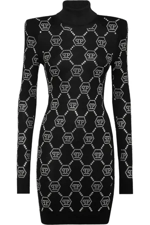 Philipp Plein Kristallverziertes Minikleid mit Monogramm