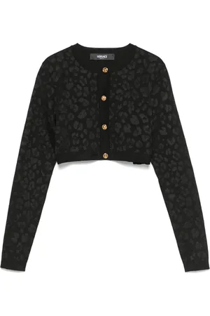 VERSACE Lurex-Cardigan mit Leopardenmuster
