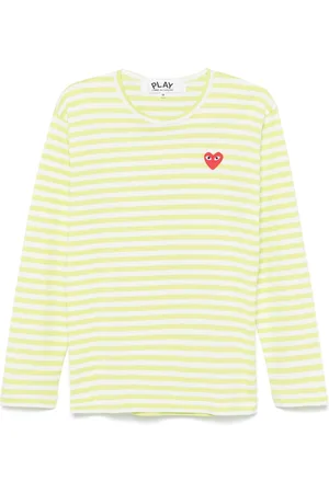 Comme des Garçons Gestreiftes T-Shirt mit Logo-Applikation
