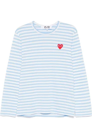 Comme des Garçons Gestreiftes T-Shirt mit Logo-Applikation