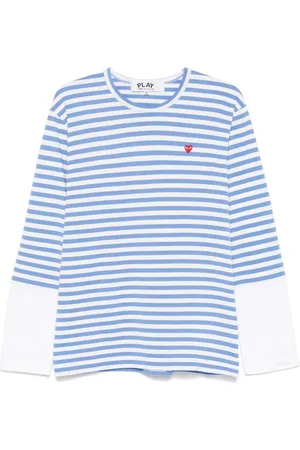 Comme des Garçons Gestreiftes T-Shirt mit Logo-Applikation