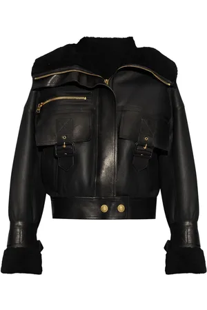 Balmain Lederjacke mit Shearling-Futter