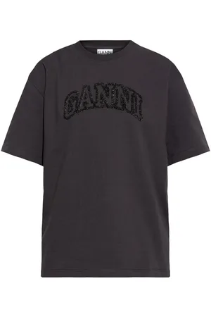 Ganni T-Shirt mit Logo-Stickerei
