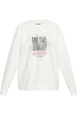 Ganni Sweatshirt mit Katzen-Print