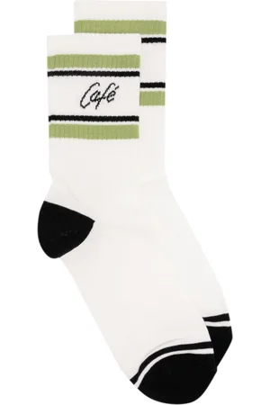 Café Kitsuné Gerippte Intarsien-Socken mit Logo