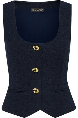 Oscar de la Renta O Button Tweed-Weste