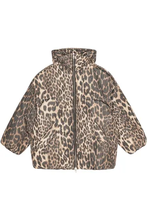 Ganni Gesteppte Kapuzenjacke mit Leoparden-Print