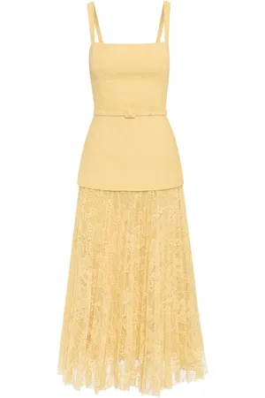 Oscar de la Renta Orchid Guipure-Midikleid aus Tweed