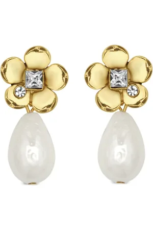 Oscar de la Renta Flower Pearl Hängeohrringe