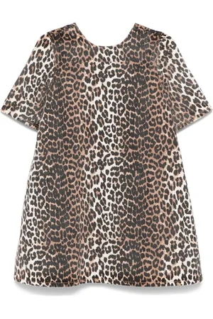 Ganni Denim-Minikleid mit Leoparden-Print
