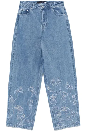 ROTATE Weite Jeans mit Strass