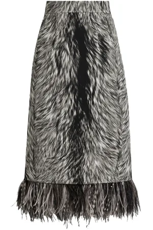 Dolce & Gabbana Rock aus Faux Fur mit Federbesatz