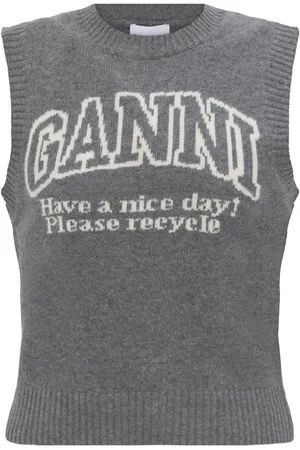 Ganni Gerippter Pullunder mit Logo