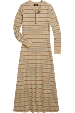 Ralph Lauren Gestreiftes Henley-Maxikleid
