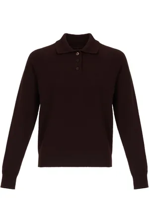 Maison Margiela Geripptes Strickoberteil mit Poloshirtkragen