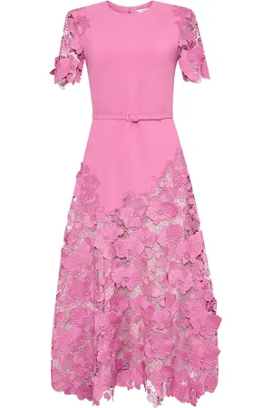 Oscar de la Renta Orchid Kleid mit Guipure-Spitzeneinsatz