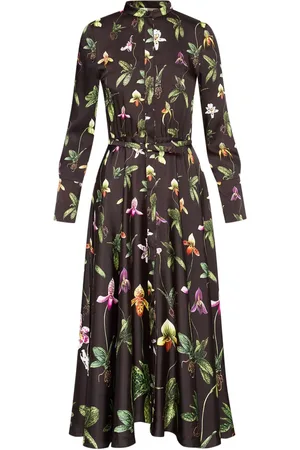 Oscar de la Renta Orchid Midikleid aus Seidentwill